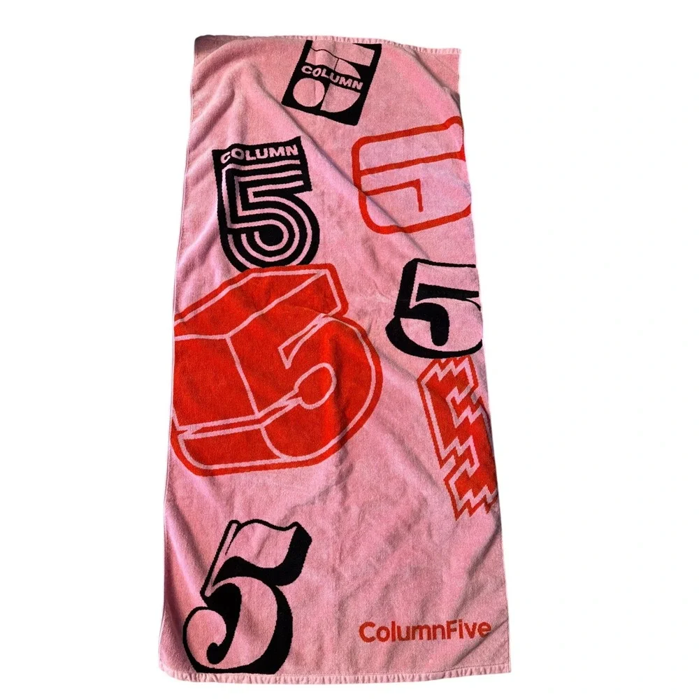 Column‎ Five Pink Large Graphic Beach Towel 100% Cotton Made in USA